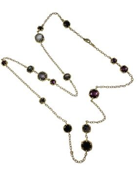 Judith Ripka 18K Yellow Gold Labradorite Station Necklace #24557